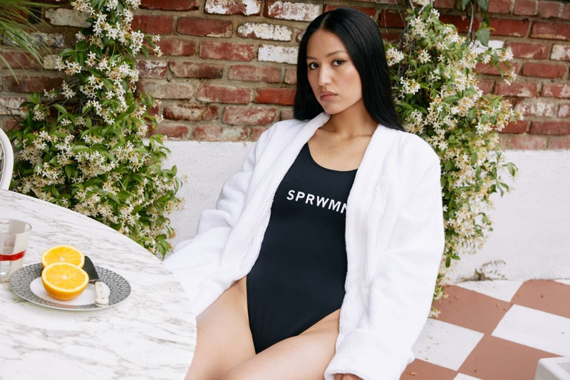 SPRWMN BLACK FRONT LOGO ONE PIECE SWIMSUIT outlook