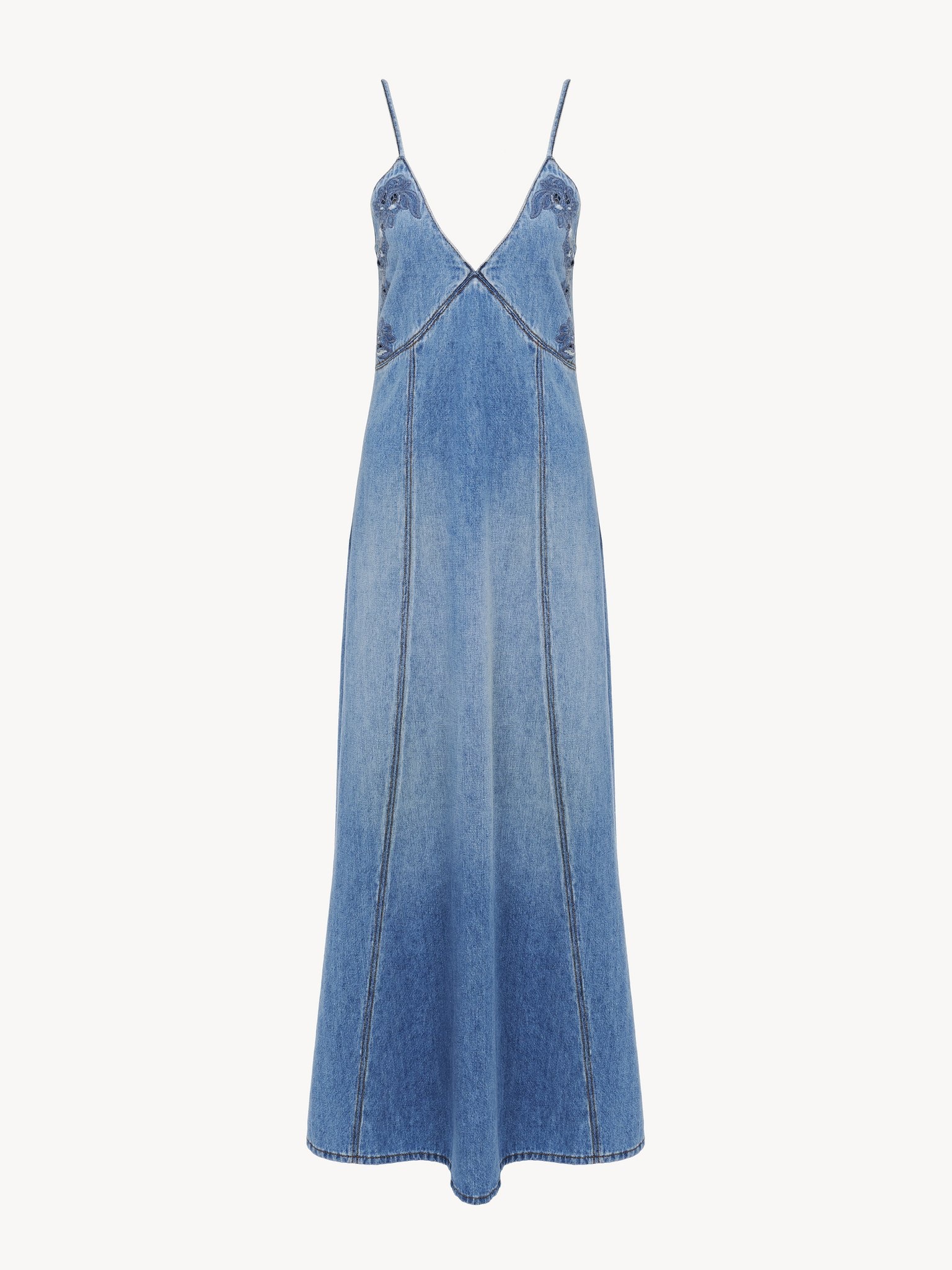 LONG FLARE DENIM DRESS - 2