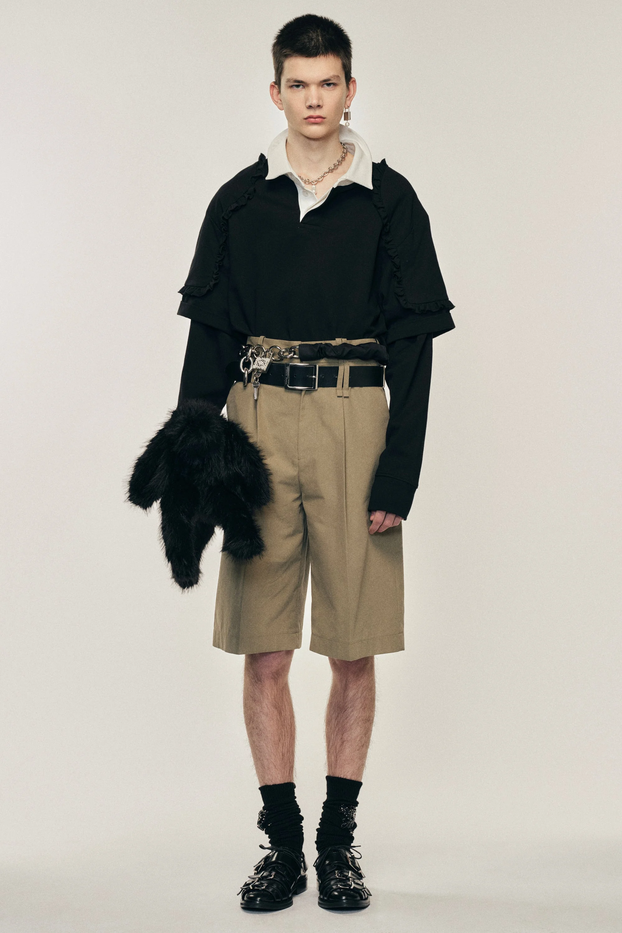 Wide Leg Multi Belt Loop Shorts - 1