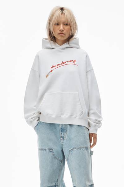 Alexander Wang HOODIE WITH LIPSTICK GRAPHIC IN TERRY outlook