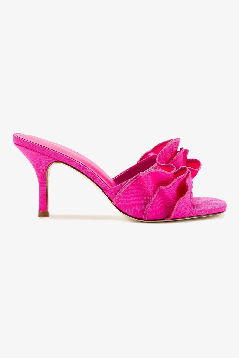 Colette Ruffle Sandal In Magenta Fabric 1