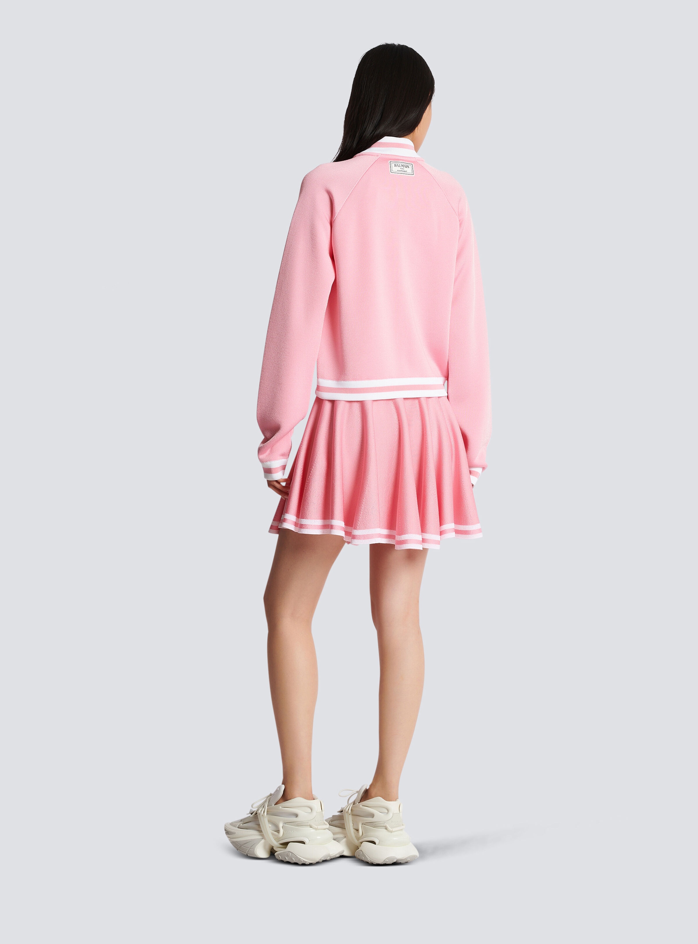 Cropped knitted varsity jacket with striped details - 4