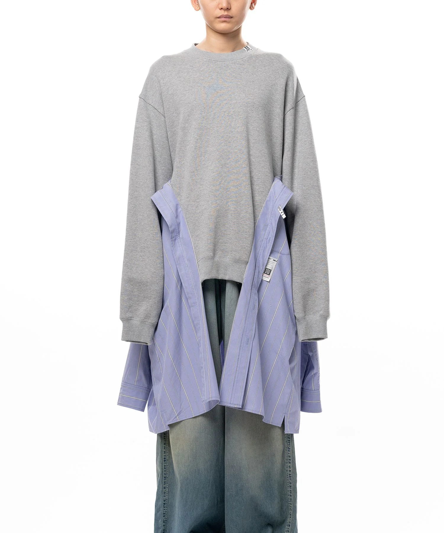 Shirt Combined Sweatshirt Dress - 1
