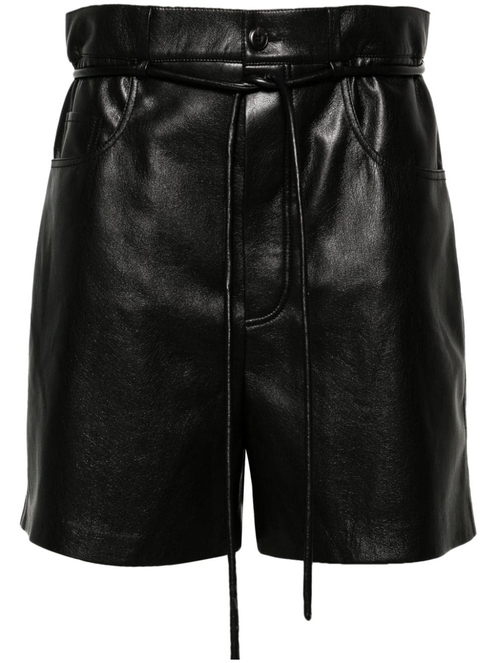 belted faux-leather shorts - 1