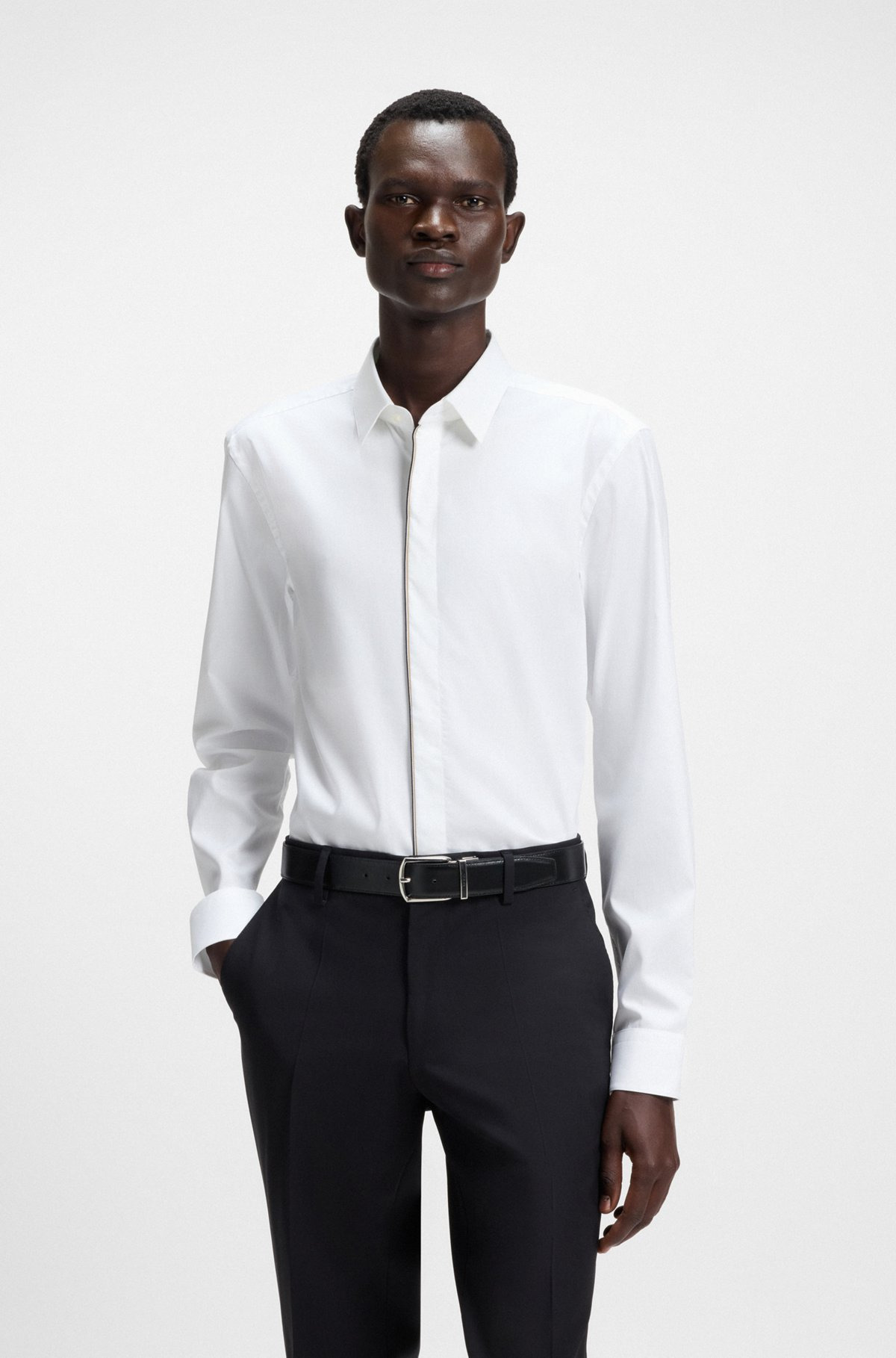 SLIM-FIT SHIRT IN EASY-IRON AUSTRIAN COTTON POPLIN - 2