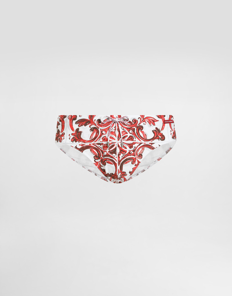Majolica-print high swim briefs 1