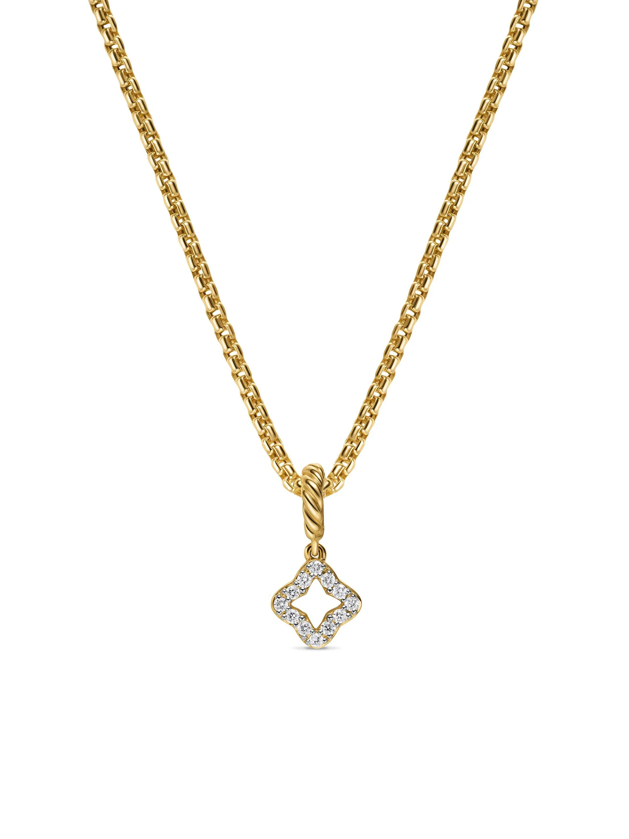 Women's Micro Pavé Quatrefoil Amulet in 18K Yellow Gold with Diamonds, 7.4MM - Diamond - 1