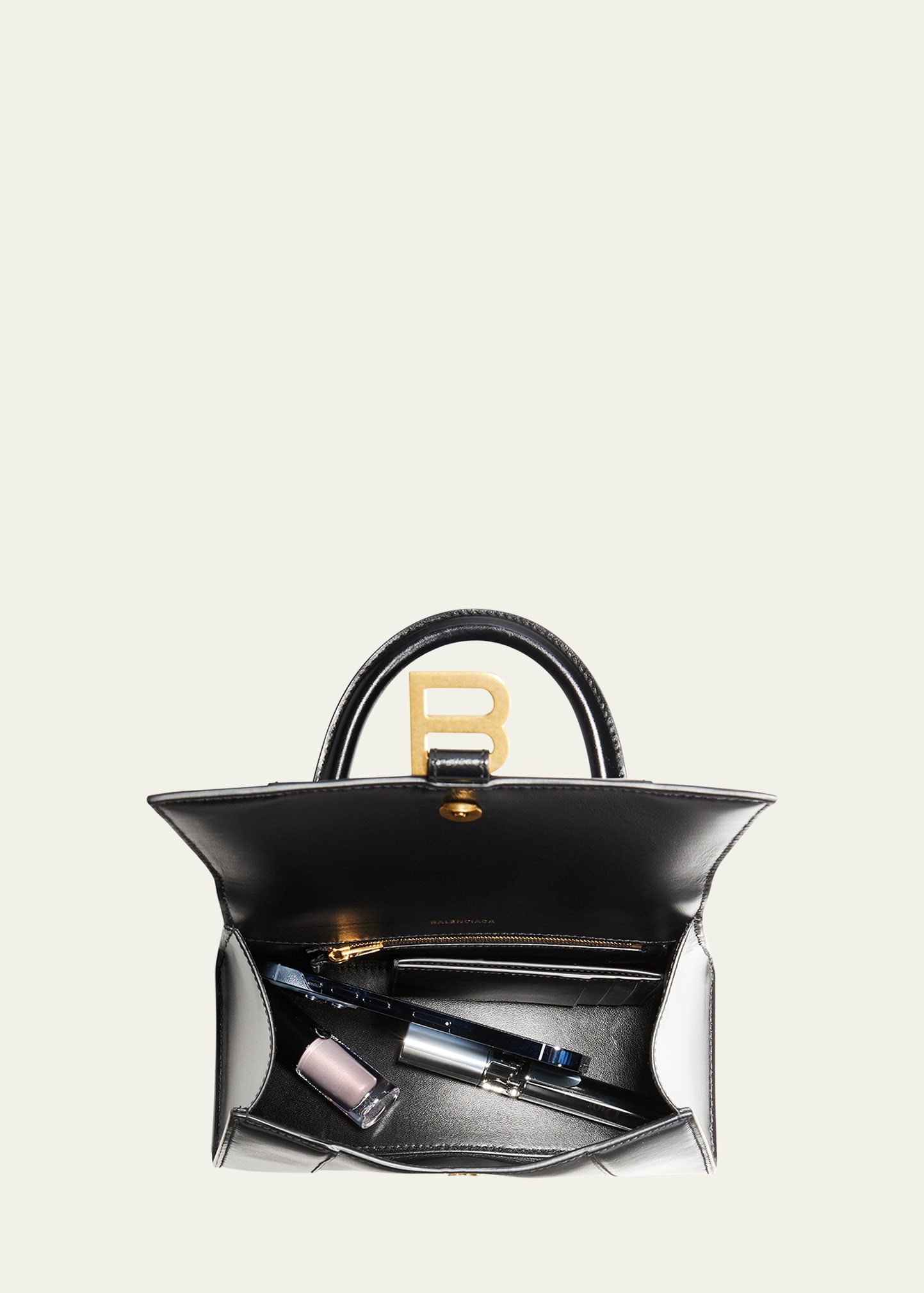 Hourglass Small Shiny Leather Top-Handle Bag - 4