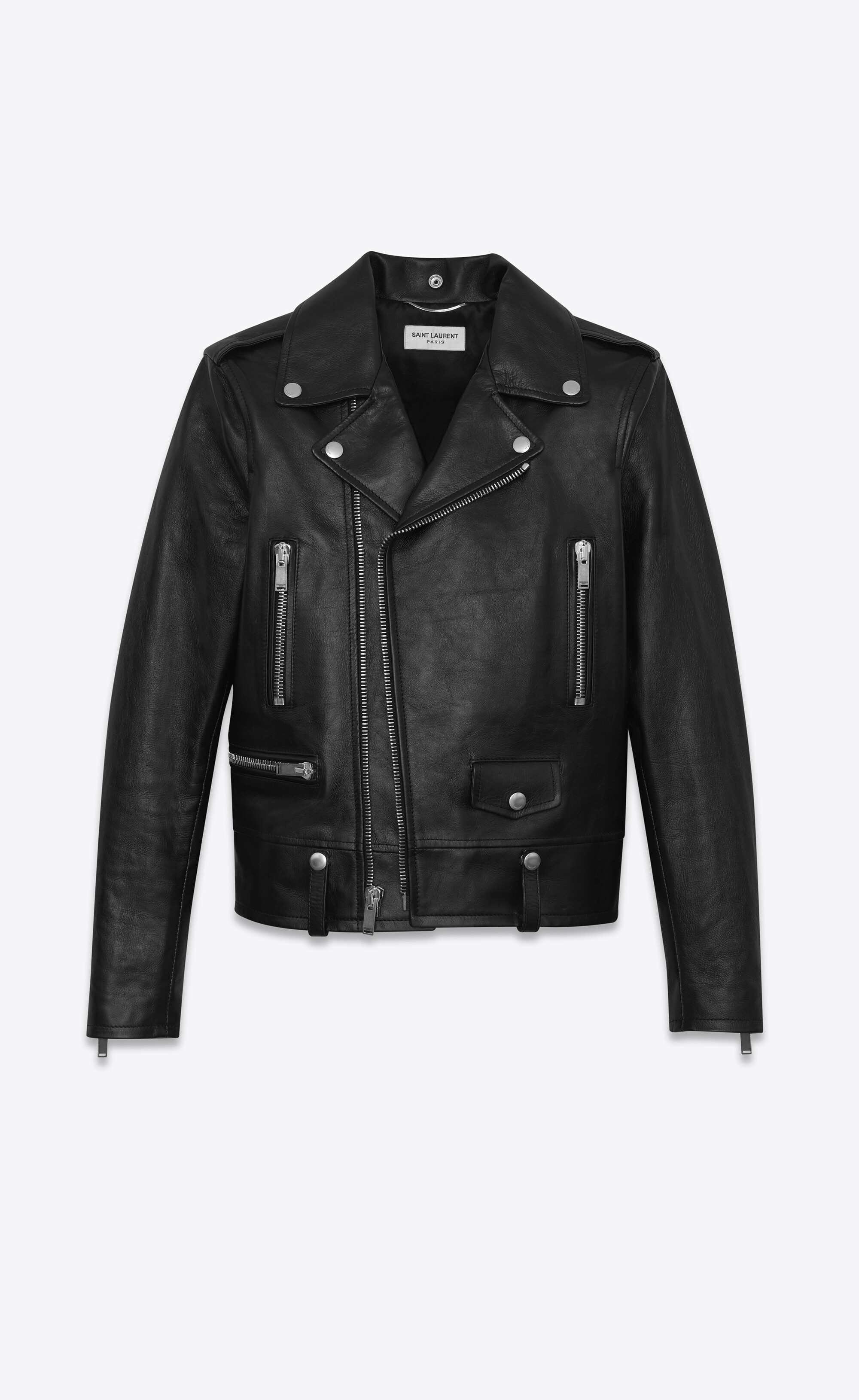 motorcycle jacket in black vintage leather - 1