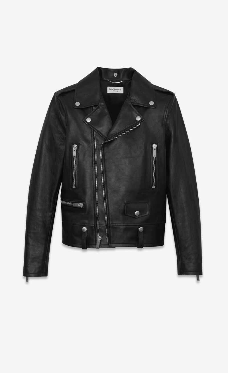 motorcycle jacket in black vintage leather - 1