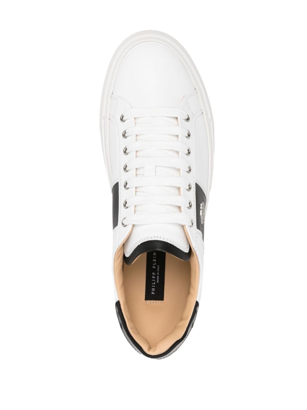 logo-plaque leather sneakers - 4