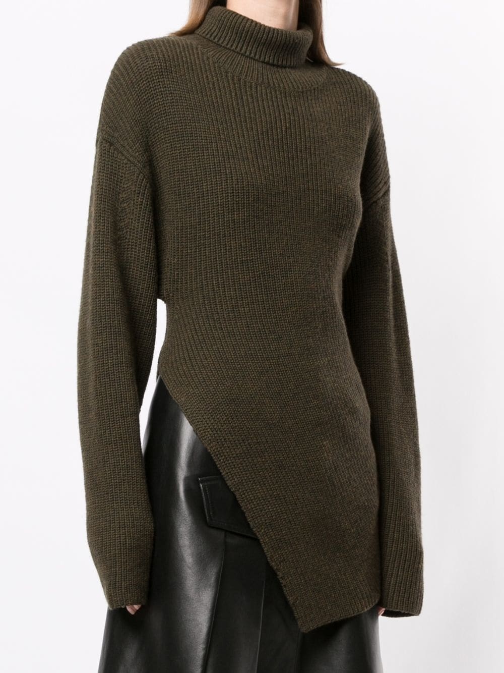 asymmetrical wool turtleneck jumper - 3