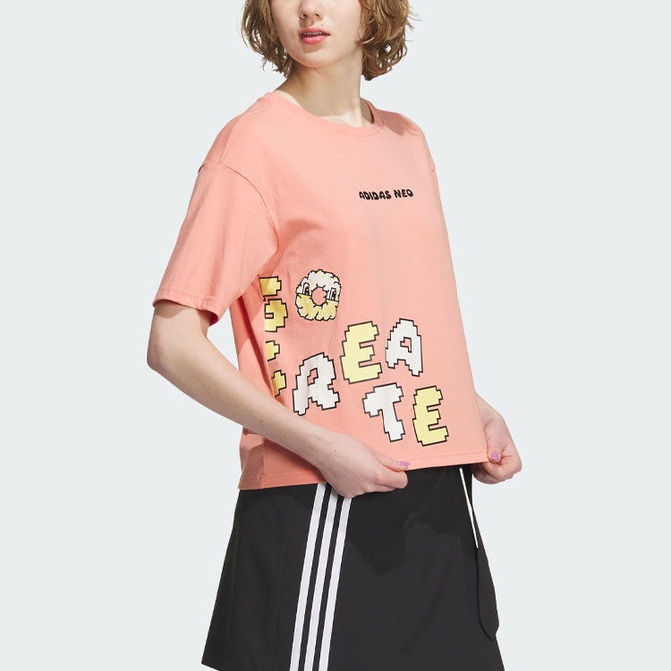 (WMNS) adidas Neo Graphic Short Sleeve T-Shirt 'Pink' IK5152 - 4