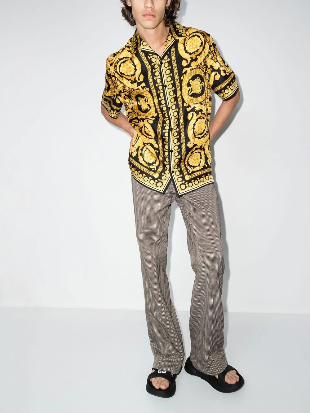 Barocco print silk shirt - 4