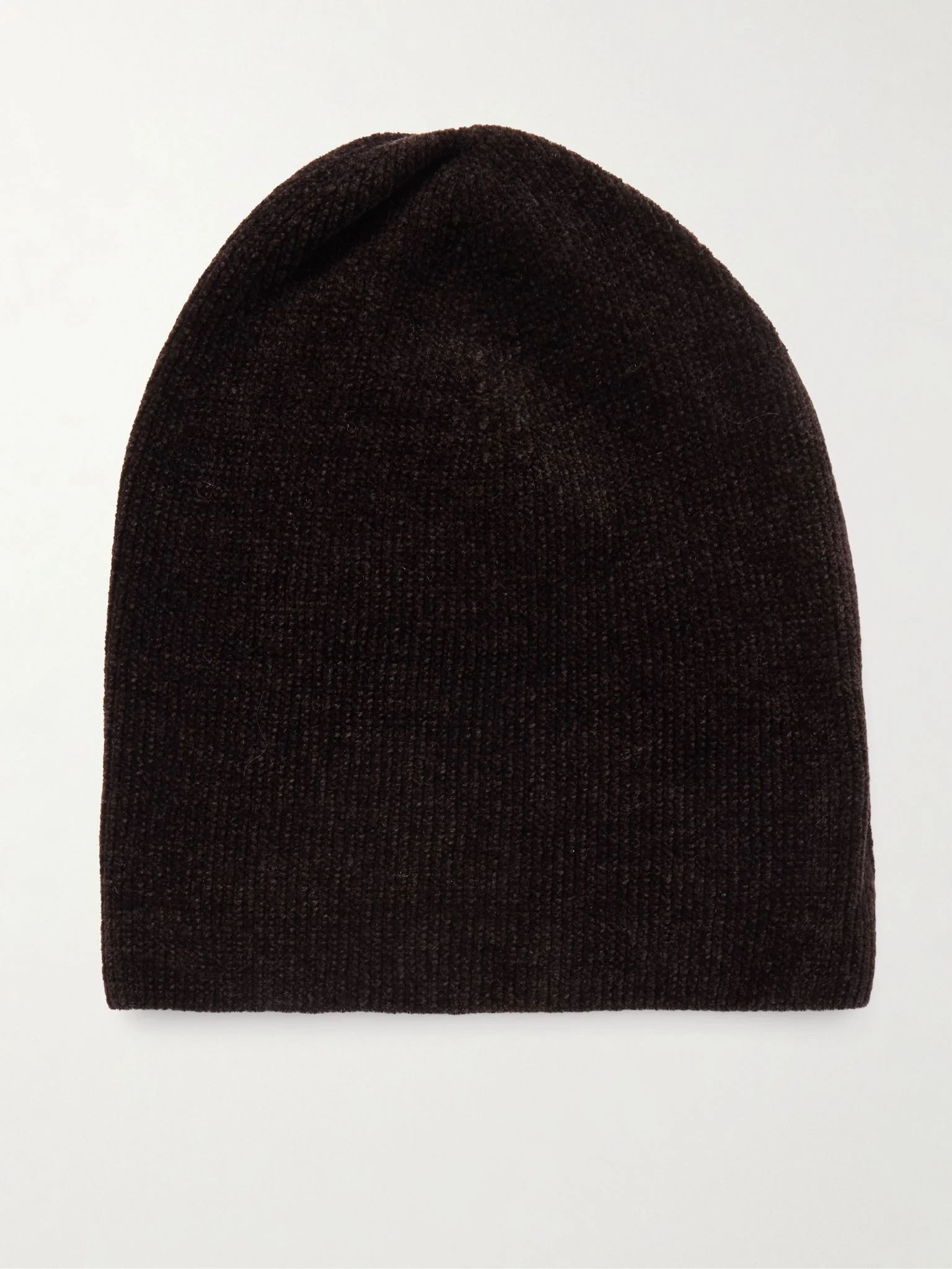Spire ribbed silk beanie Chocolate - 1