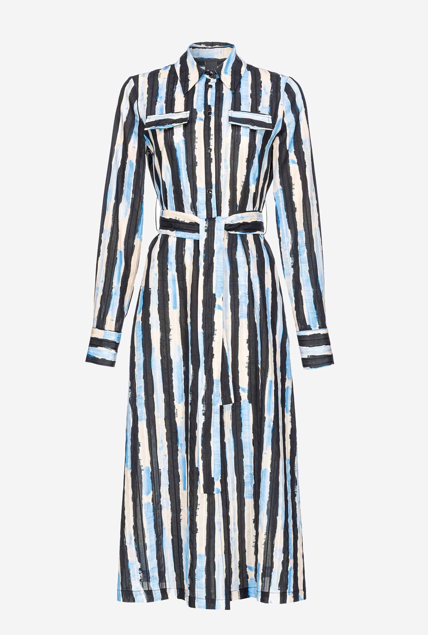 SHIRT DRESS WITH PAINT-STRIPE PRINT - 1