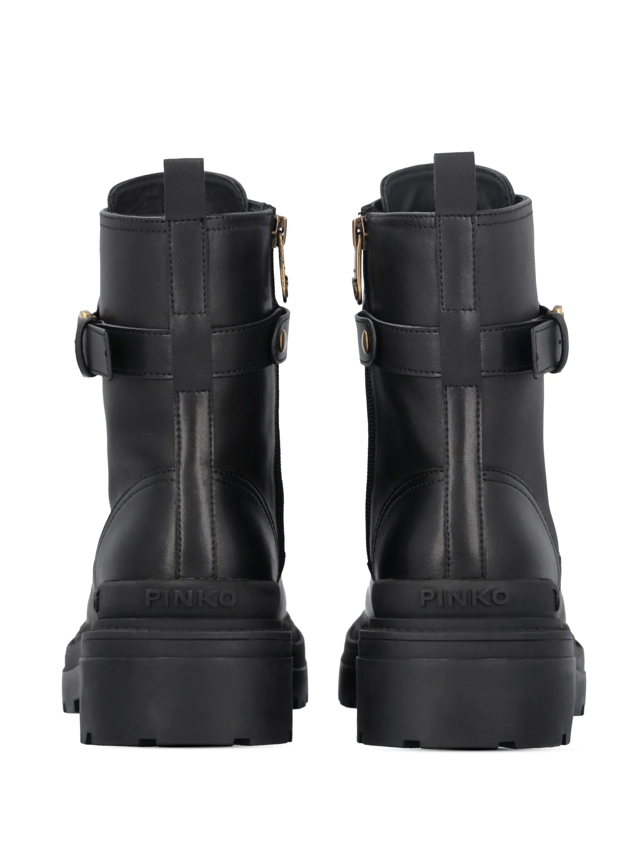 Pinko Mia Leather Combat Boots - 6