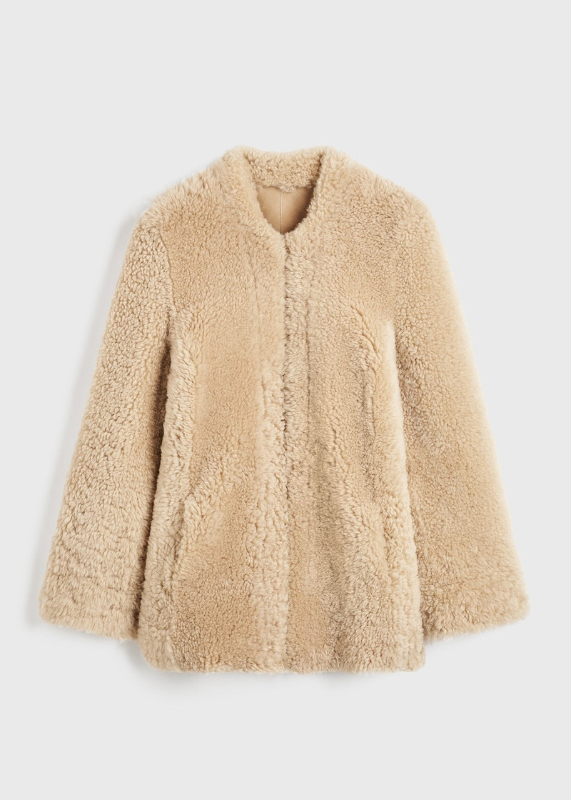 Cinched shearling jacket butter - 1