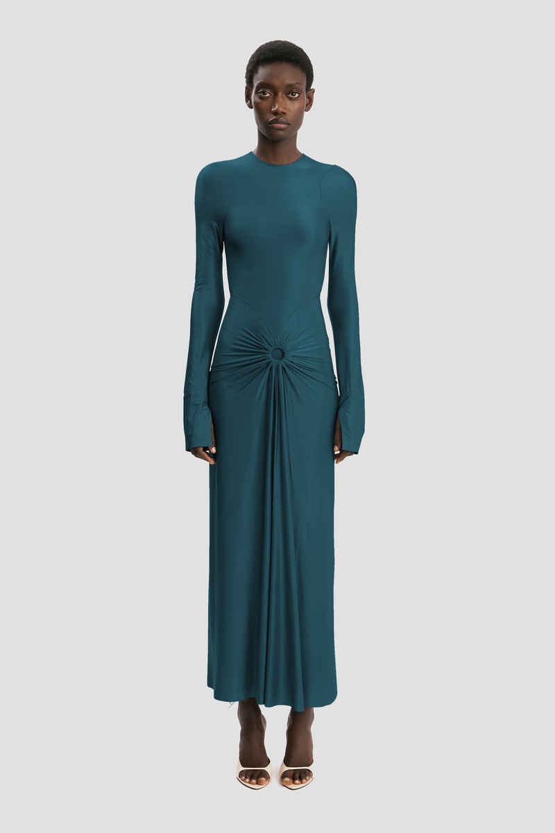 Victoria Beckham Frances Midi Dress In Dark Teal outlook