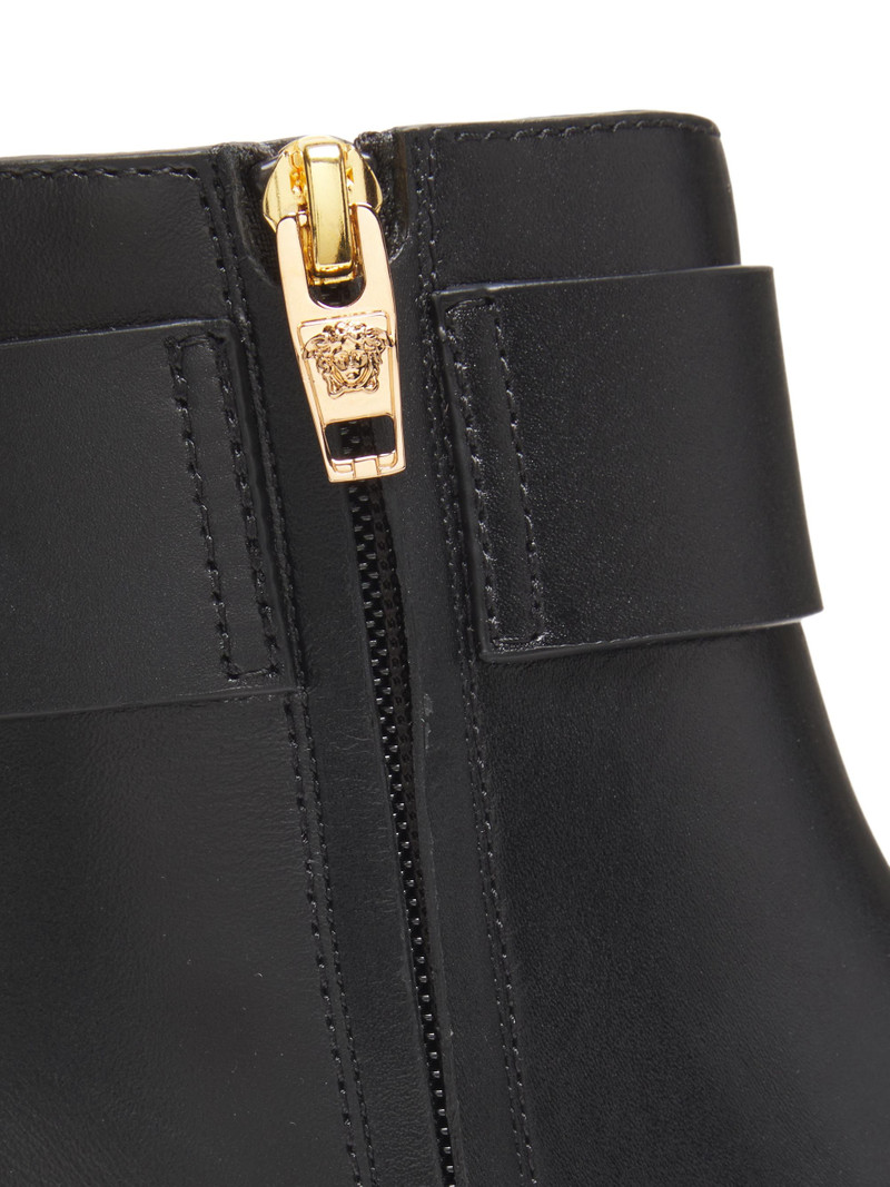 Women's V-Logo Leather Ankle Booties - Black Versace Gold Palladium 5