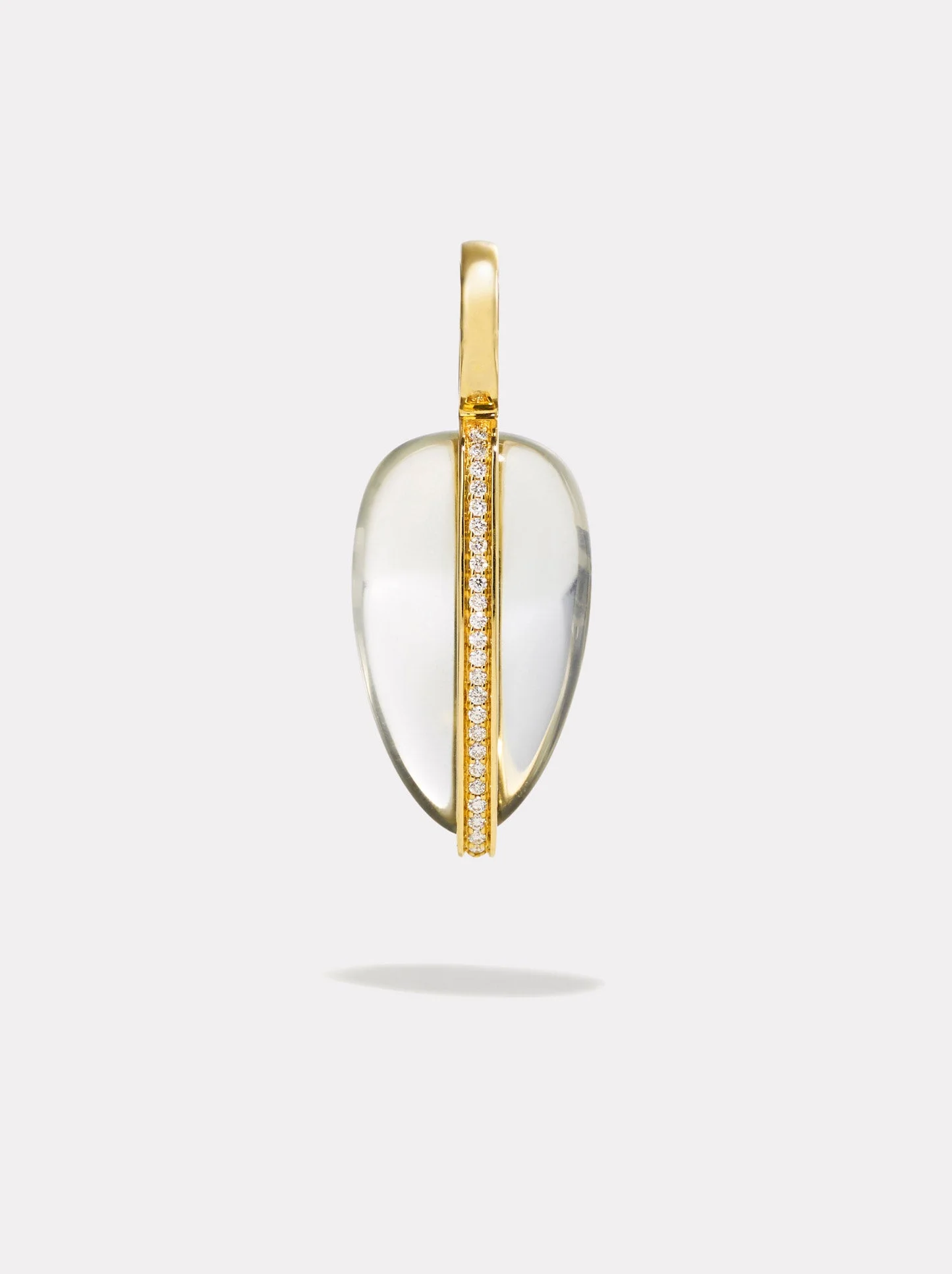 Small Diamond Pebble Pendant | Green Amethyst - 1