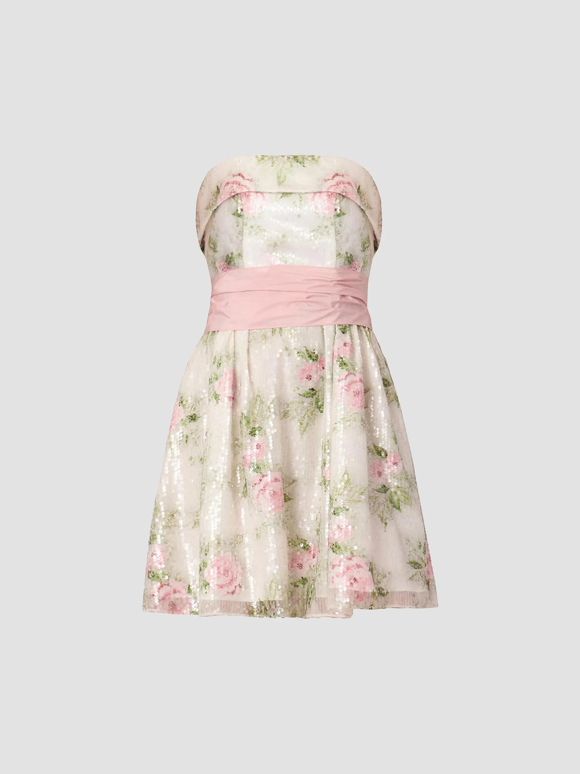 Women's Sullivan Floral Sequined Mini Dress - Ivory Blush Multi - 1