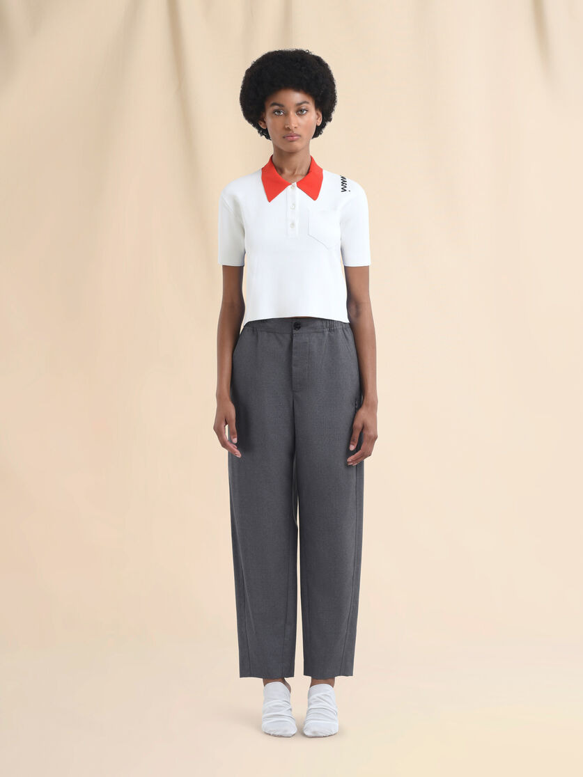 STRAIGHT GRAY WOOL TROUSERS WITH MARNI SYMBOL - 2