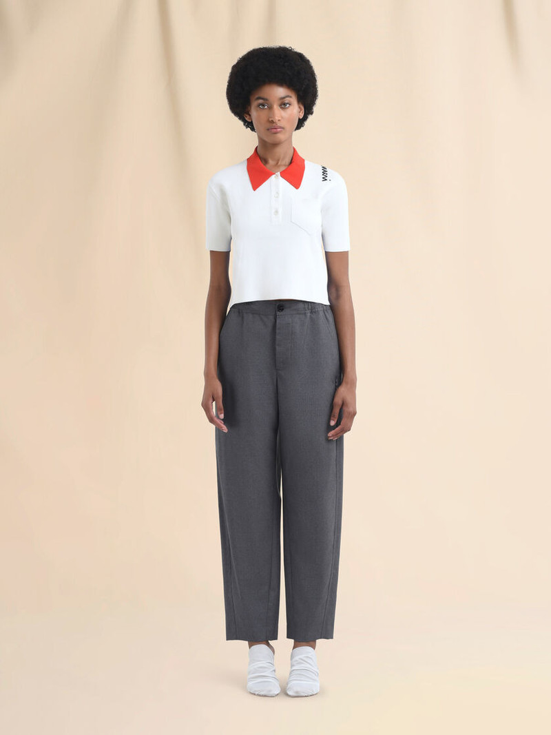 Marni STRAIGHT GRAY WOOL TROUSERS WITH MARNI SYMBOL outlook