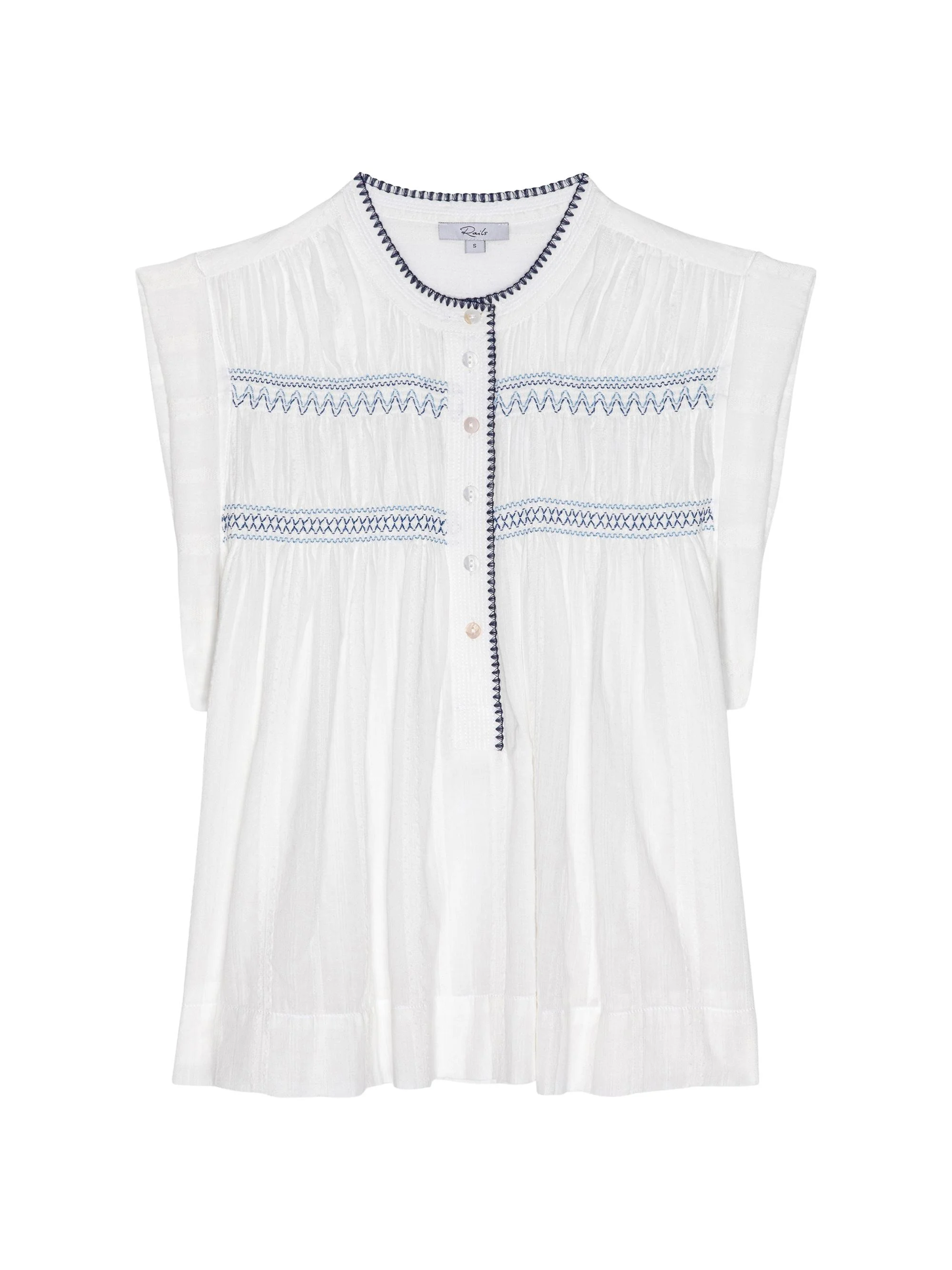 Women's Willow Pleated Cotton Top - White - 1