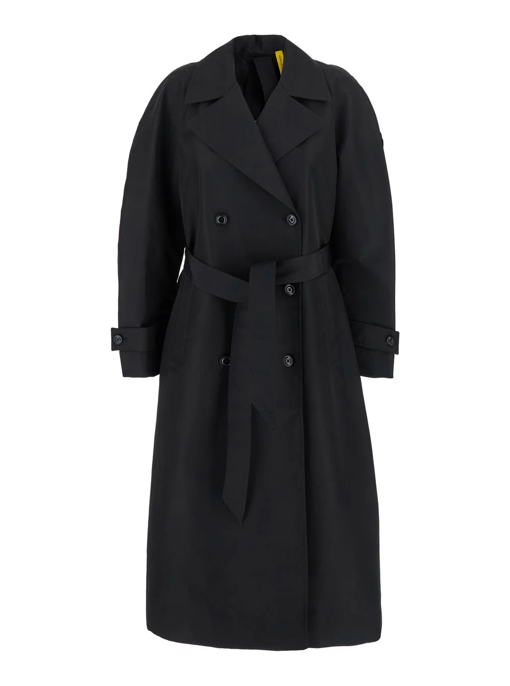 Moncler Genius Women 'Zake' Black Coat With Wide Classic Lapels And Removable Belt In Tech Fabric Wo - 1