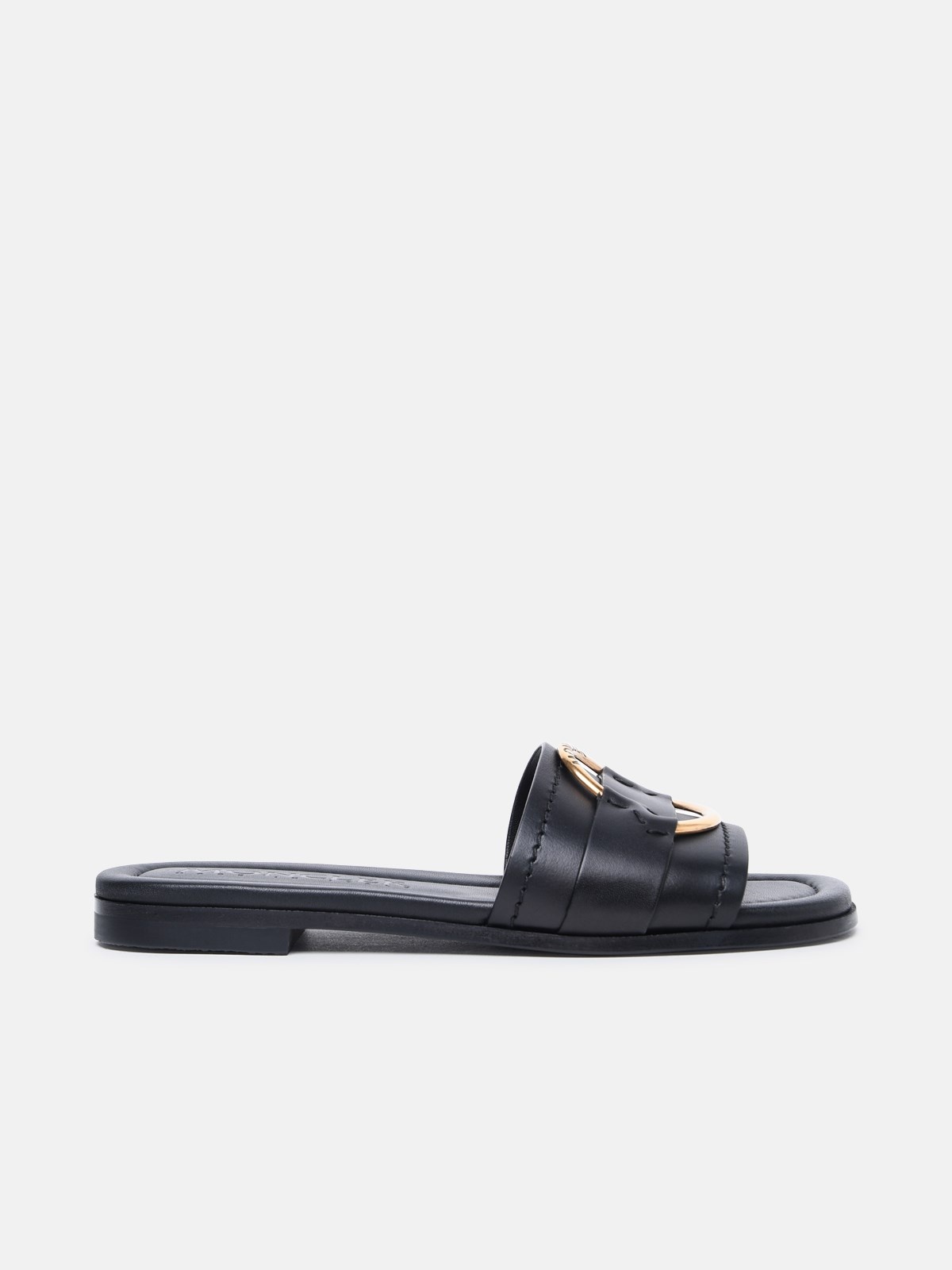 'BELL' BLACK LEATHER SLIPPERS - 1
