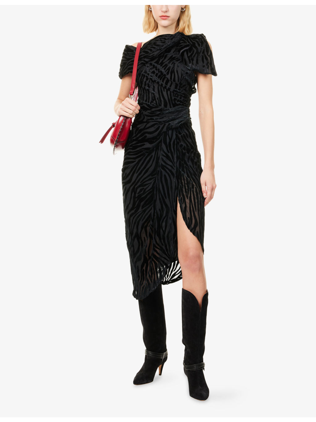 Atrium Cyane Draped Woven Midi Dress - 2