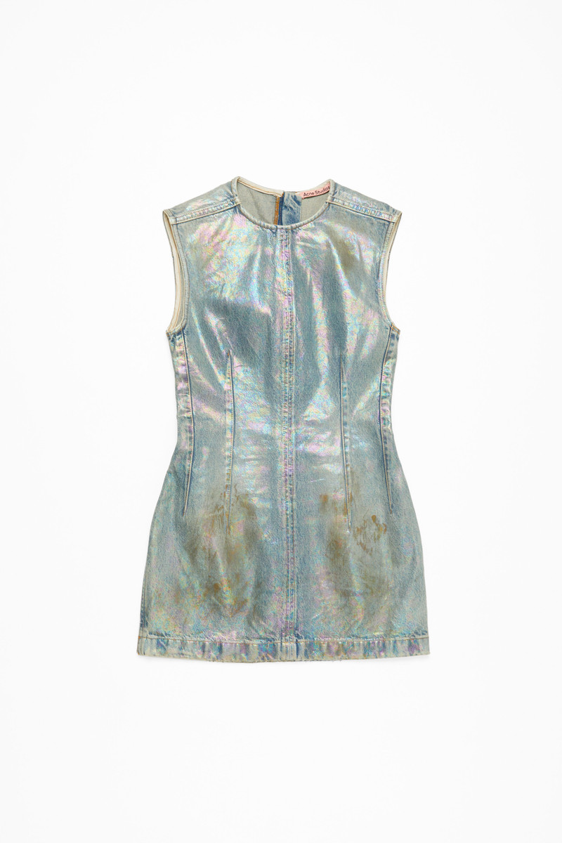 Coated denim dress - Mid blue - 1