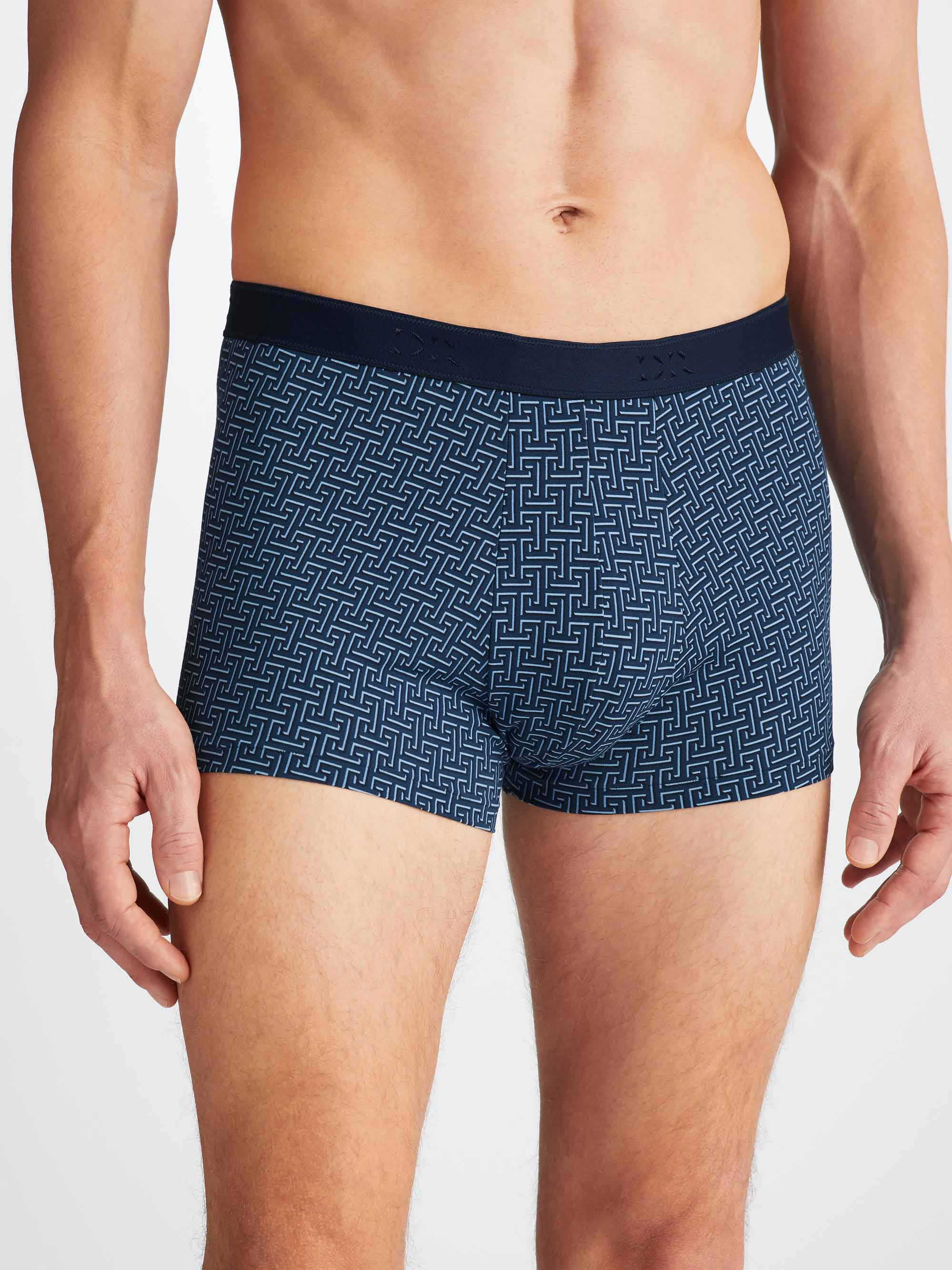 Men's Boxer Briefs Geometric 7 Pima Cotton Stretch Navy - 3