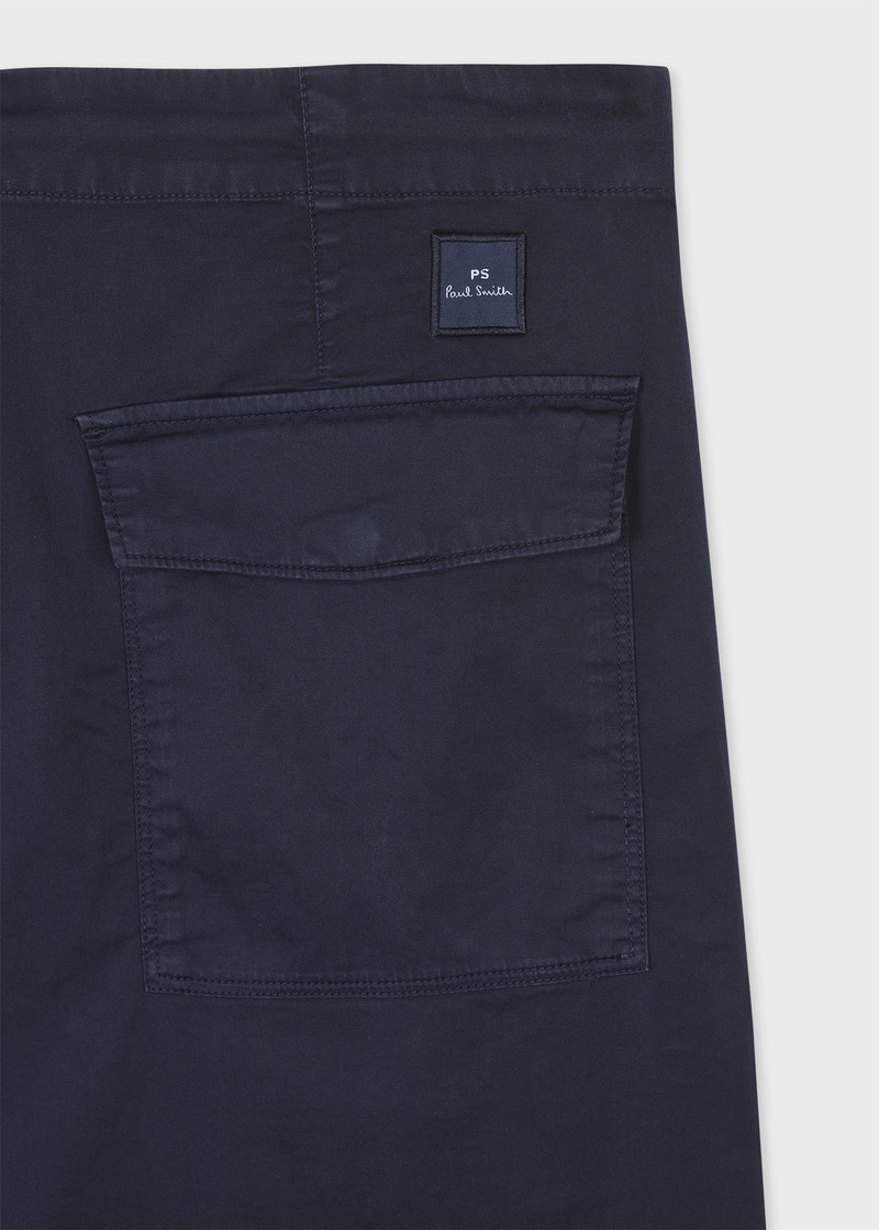 Paul Smith Navy Cotton-Sateen Drawstring Trousers outlook