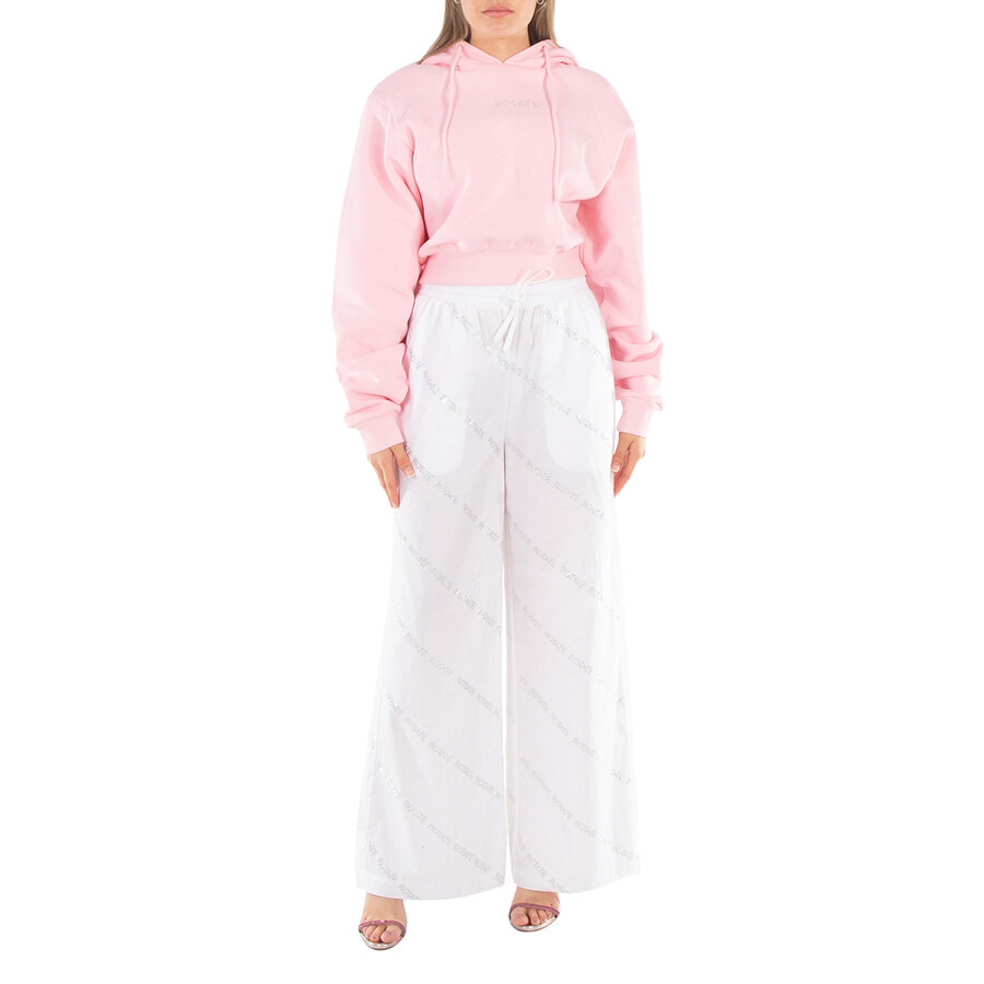 Rotate Ladies Bright White Comb Rotate Crystal Poplin Pants - 4