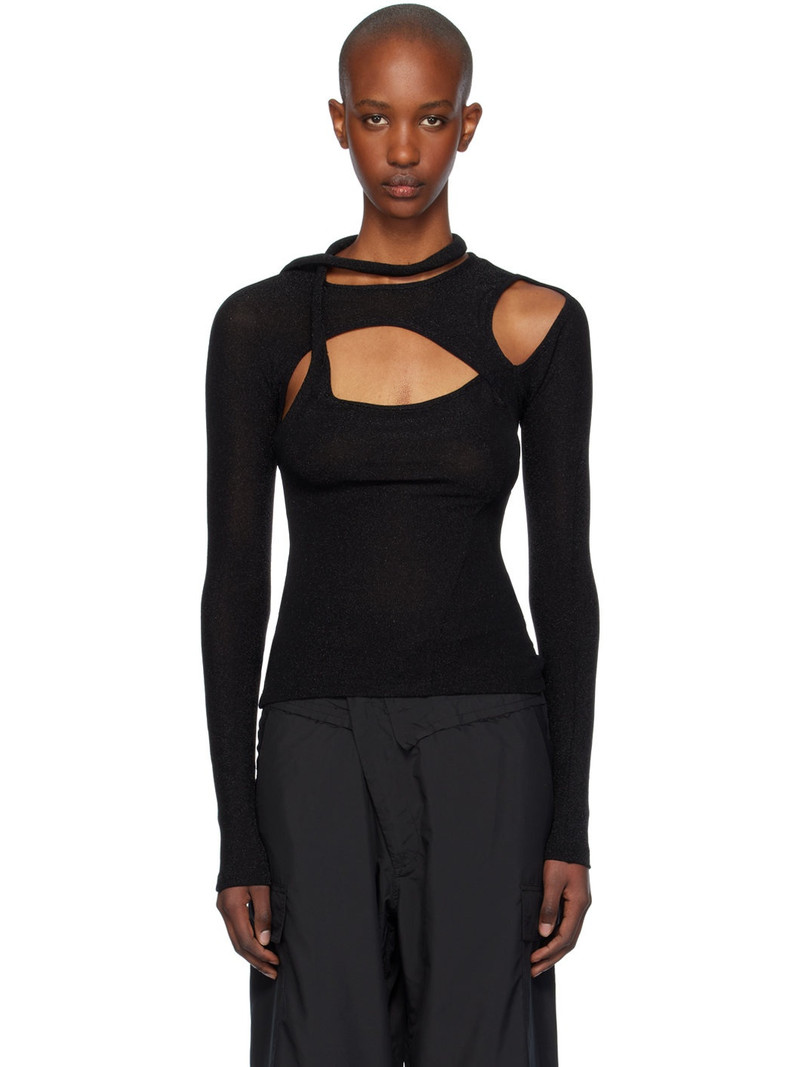 Black Layered Cutout T-shirt - 1