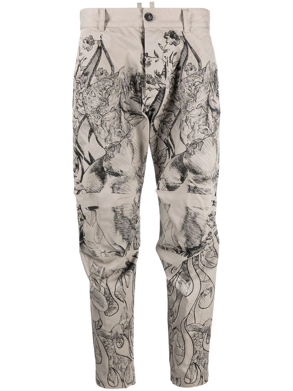 graphic print chino trousers - 1