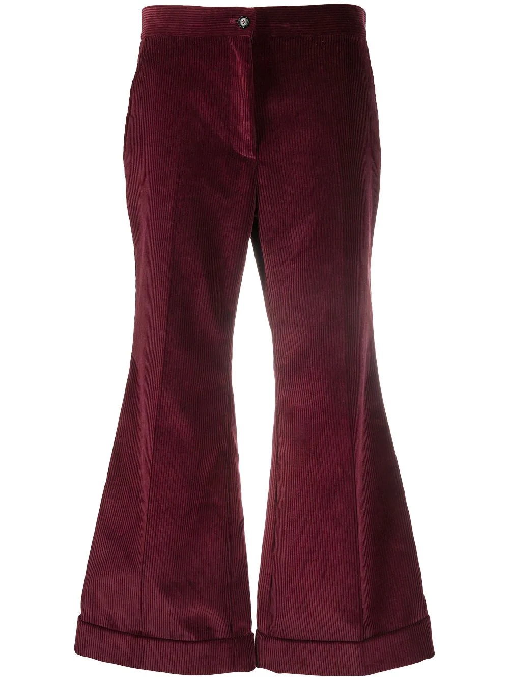 cropped corduroy trousers - 1