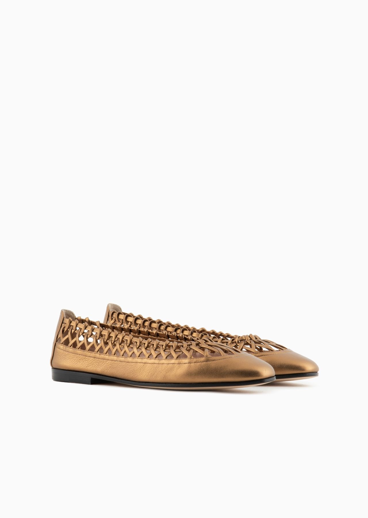 Woven laminated nappa-leather ballerinas - 2