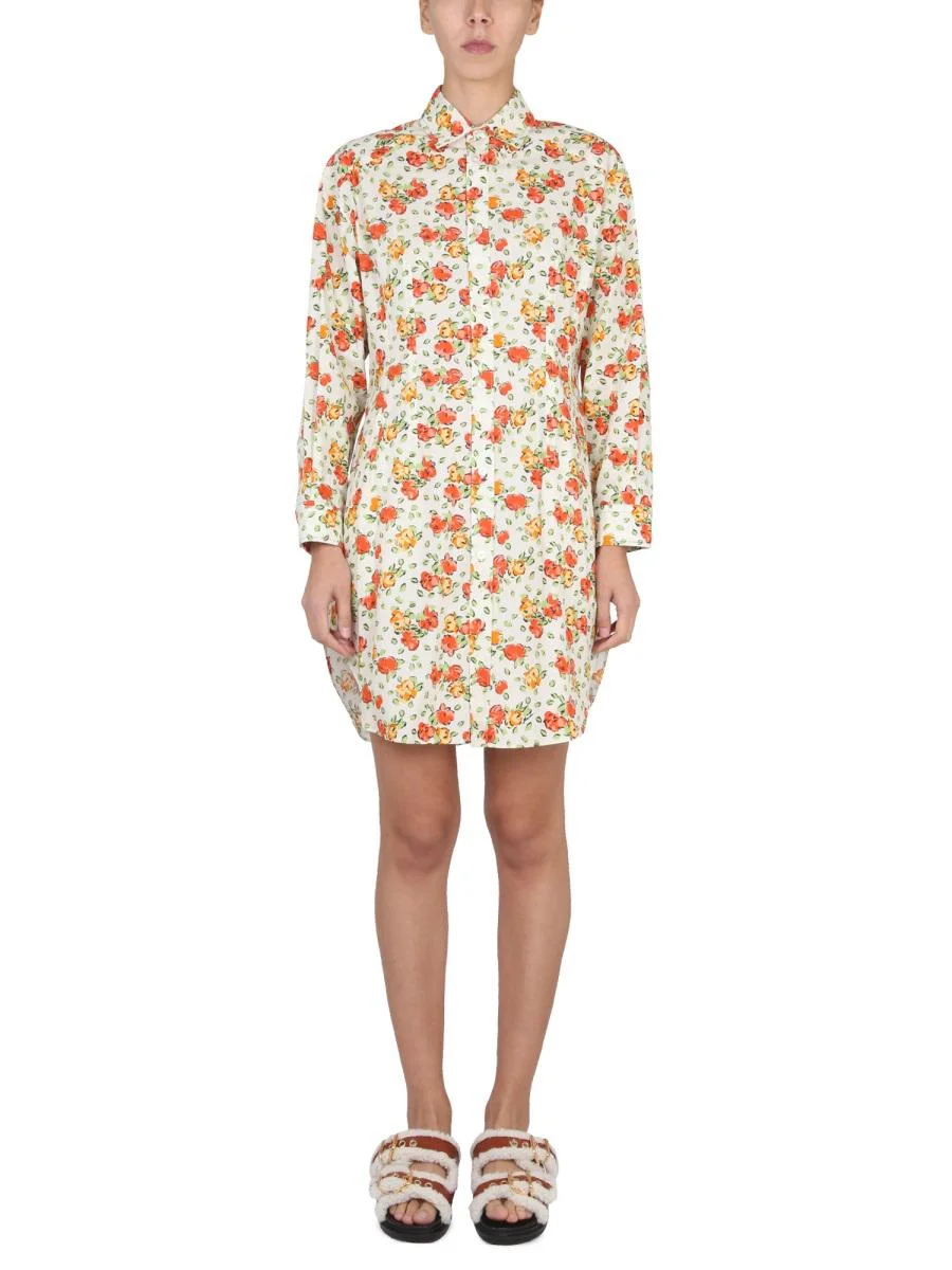 MARNI SHIRT DRESS WITH FLORAL PATTERN - 1