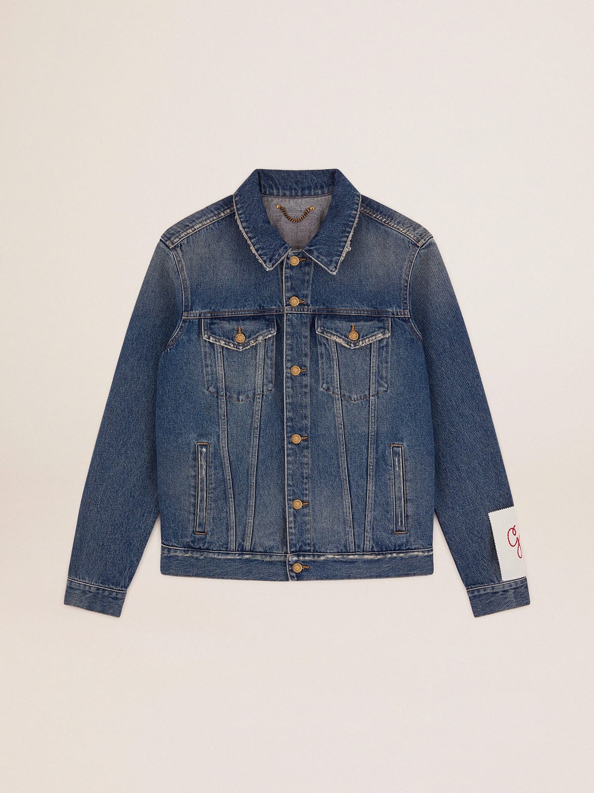 Golden Goose｜DENIM JACKETS (GWP00846 P000621 50100) Golden Goose Men's Washed Denim Jacket in Blue Golden Goose