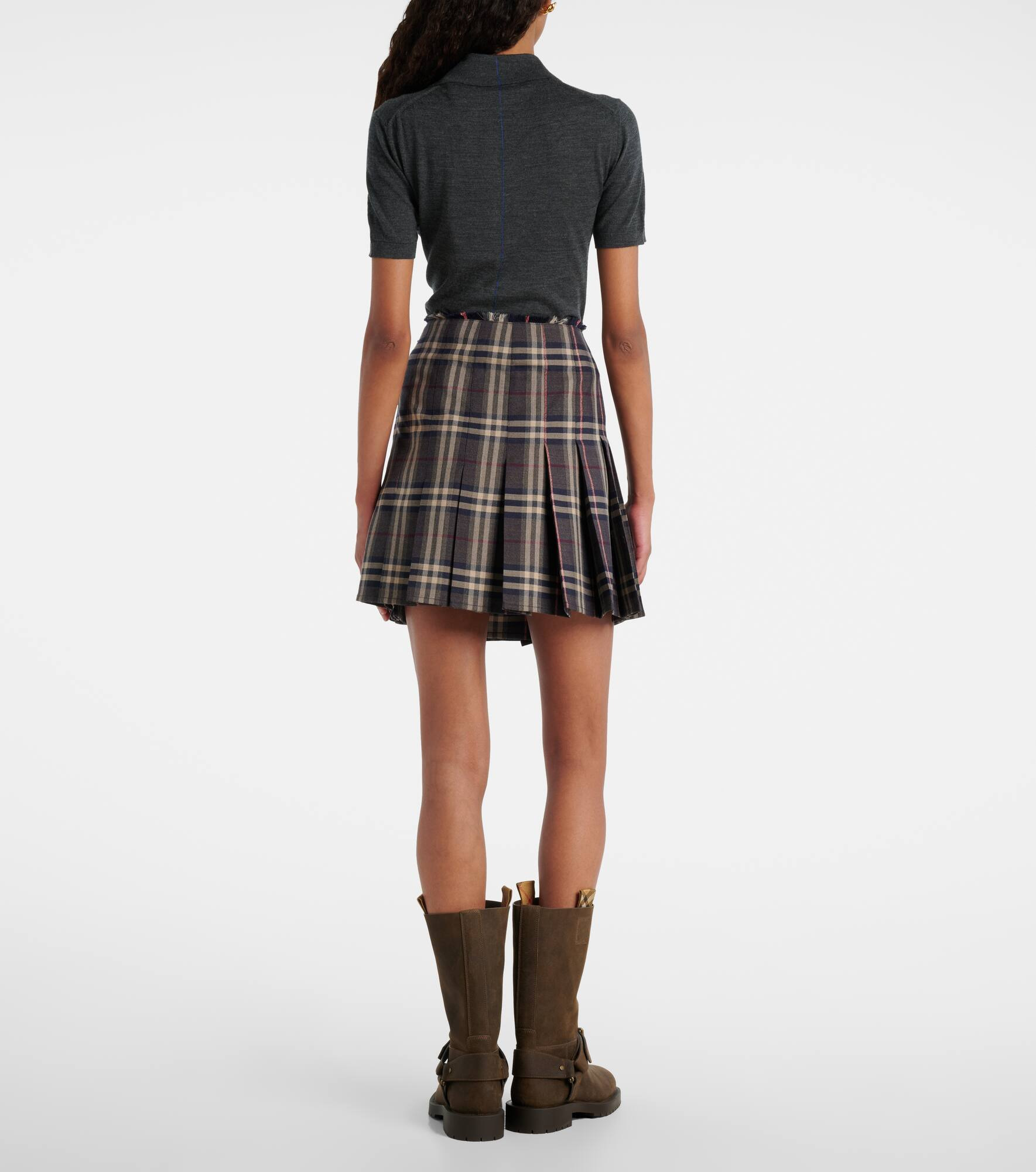 Checked wool miniskirt - 3