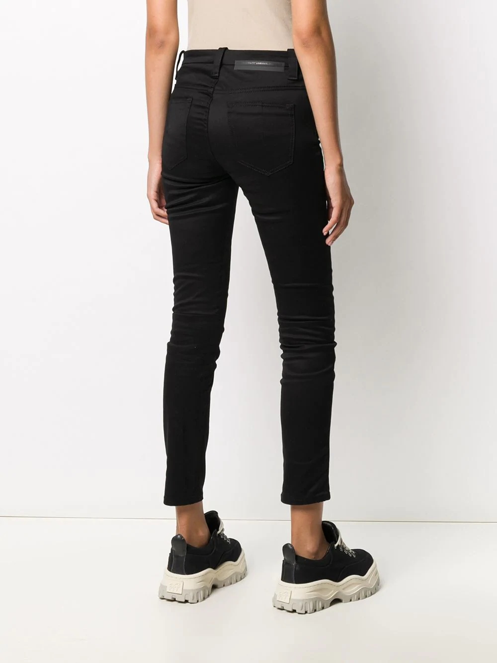 lace-up cropped jeans - 4