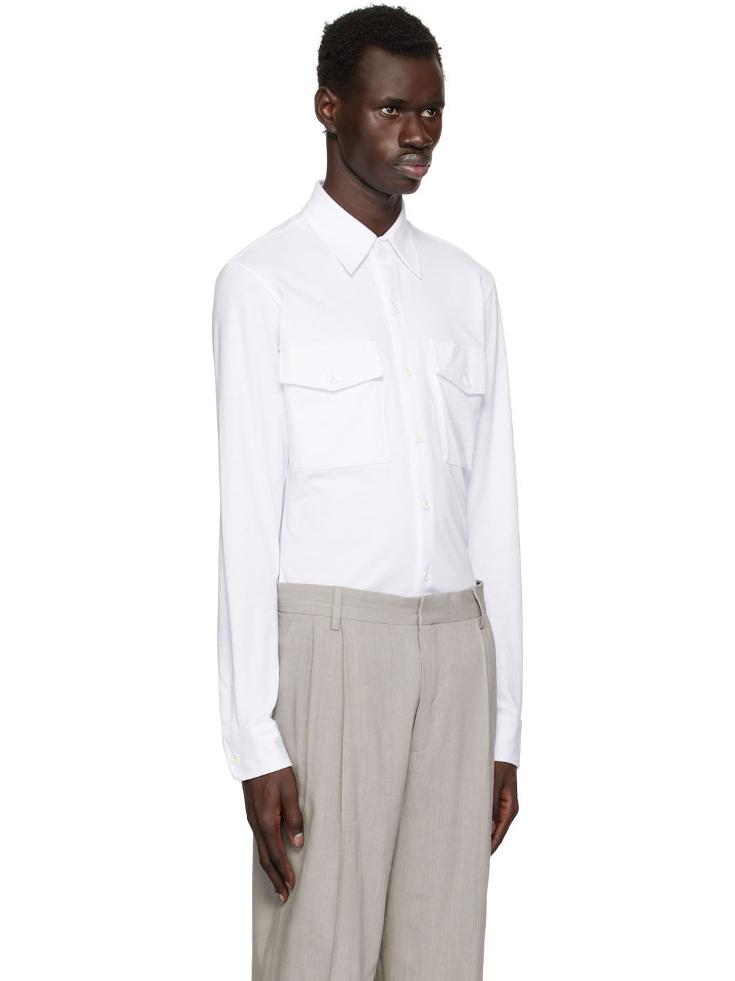 White Cotton Jersey Shirt - 2