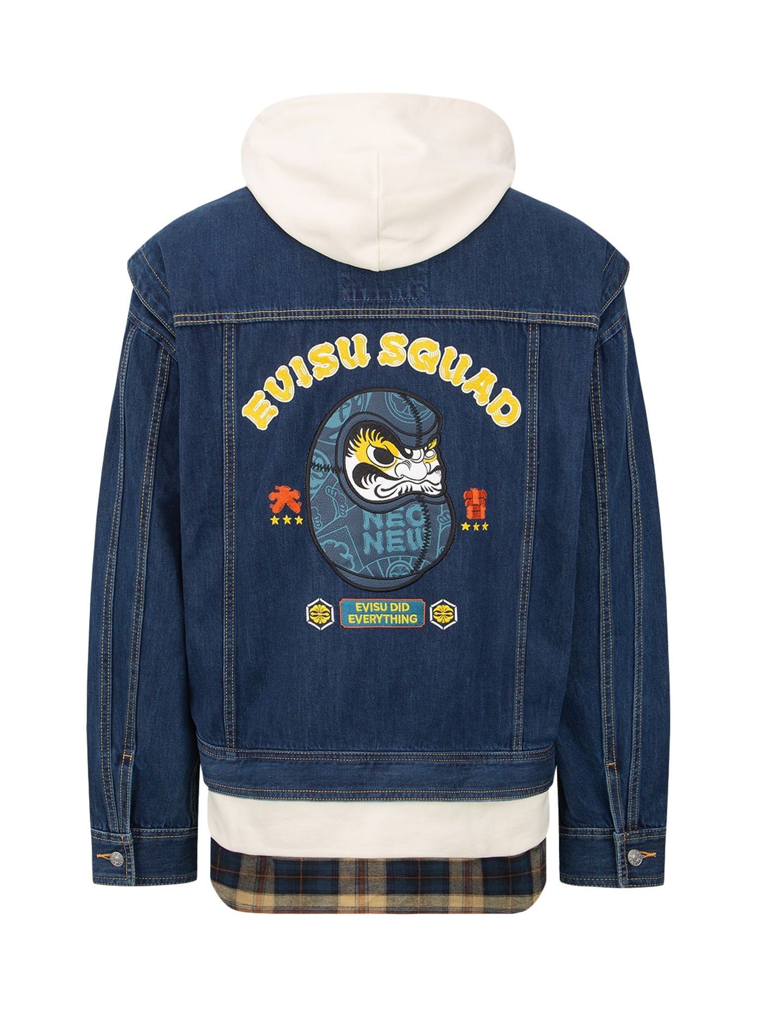 DARUMA LEATHER PATCH DENIM JACKET - 10