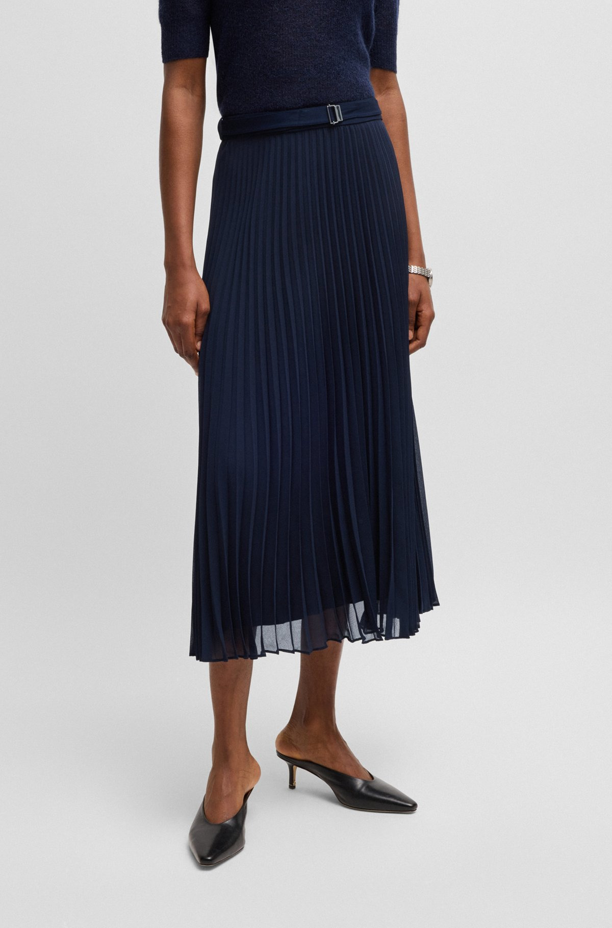BELTED SKIRT IN PLISSÉ CREPE - 2