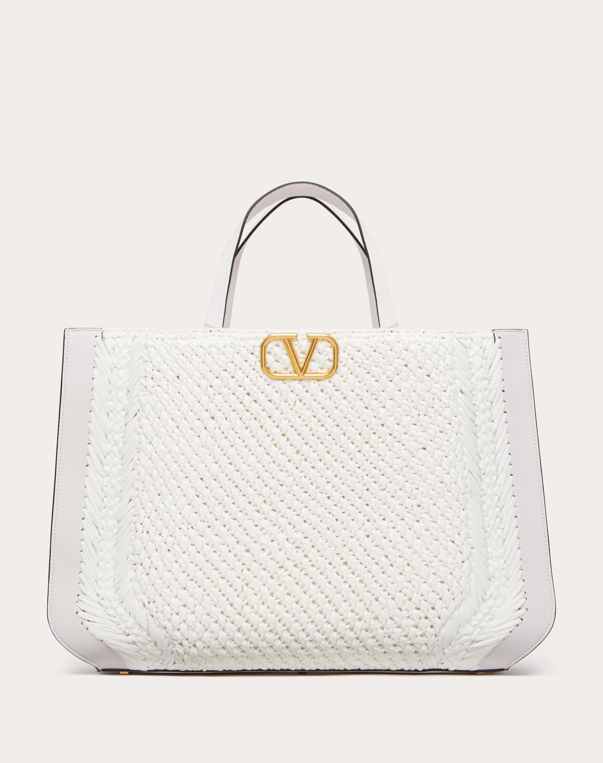VLOGO SIGNATURE RAFFIA HANDBAG - 1