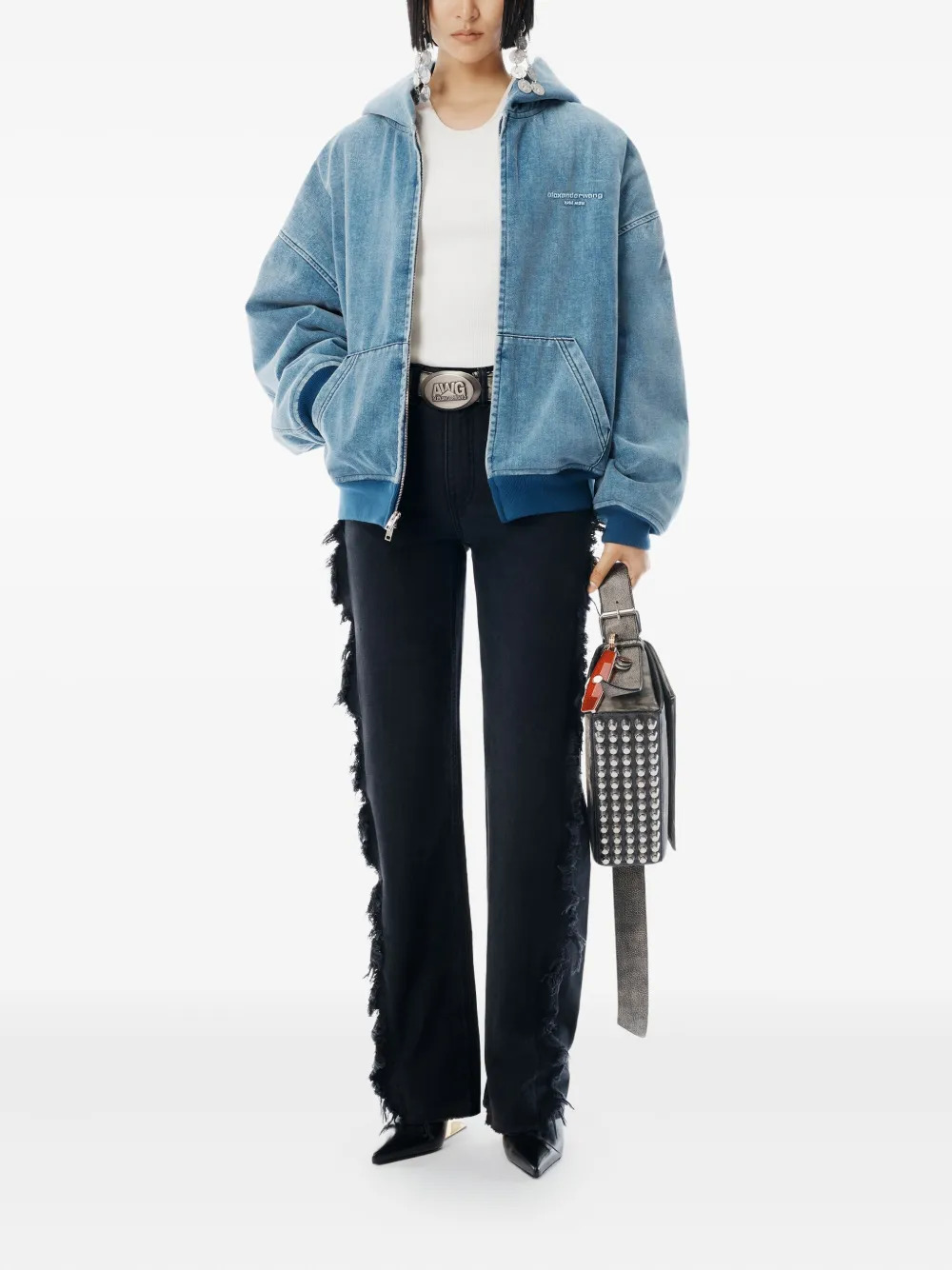 ALEXANDER WANG - Unisex Float Uneven Side Seam Fray Jean - 2