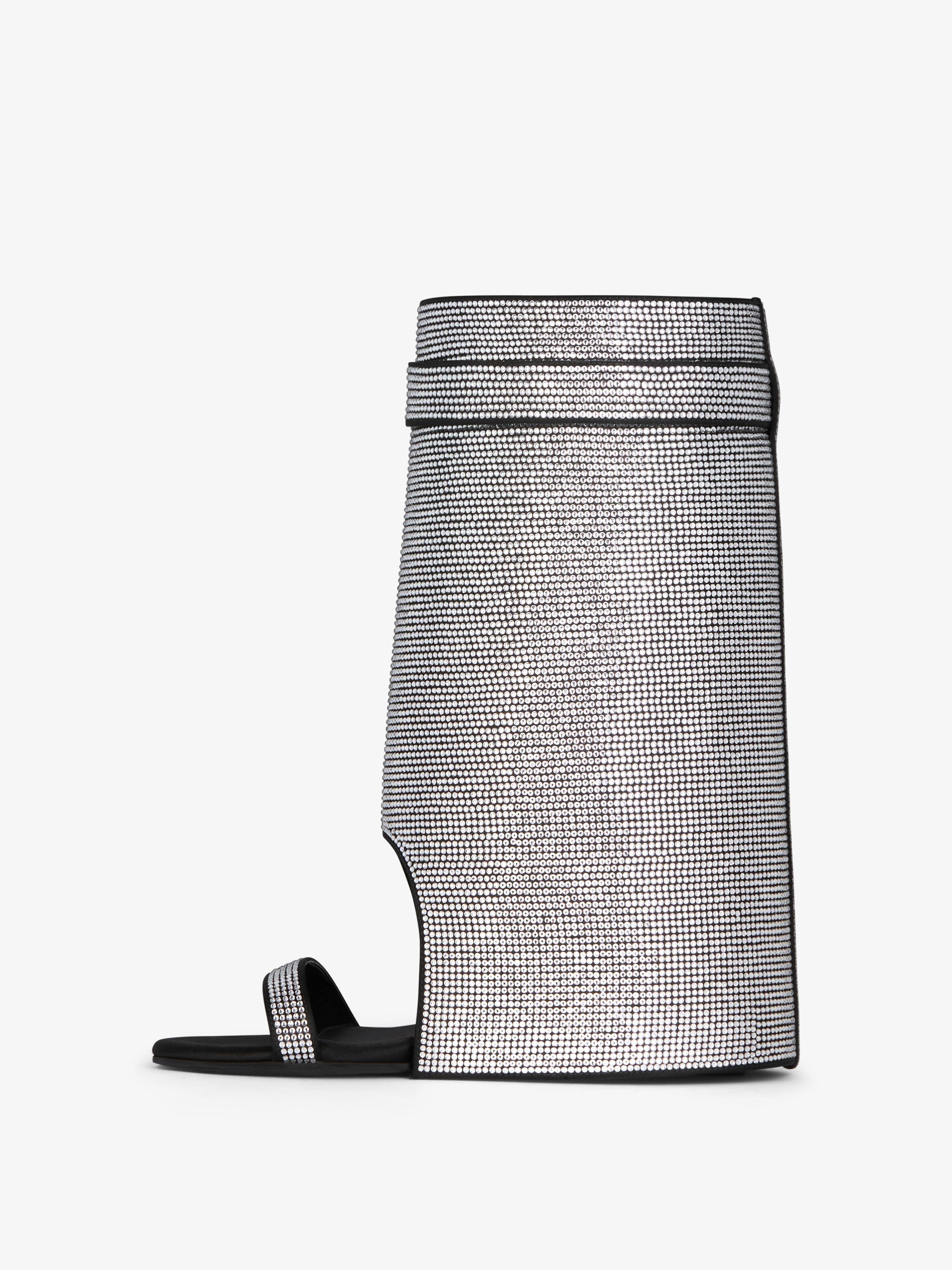 SHARK LOCK SANDALS IN SATIN WITH STRASS - 4